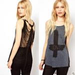 Fringed Tassel Cross Pattern With Love Blouse