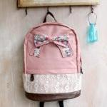 Pink Lace Backpack With Kn..