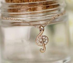 Studded Musical Note Necklace